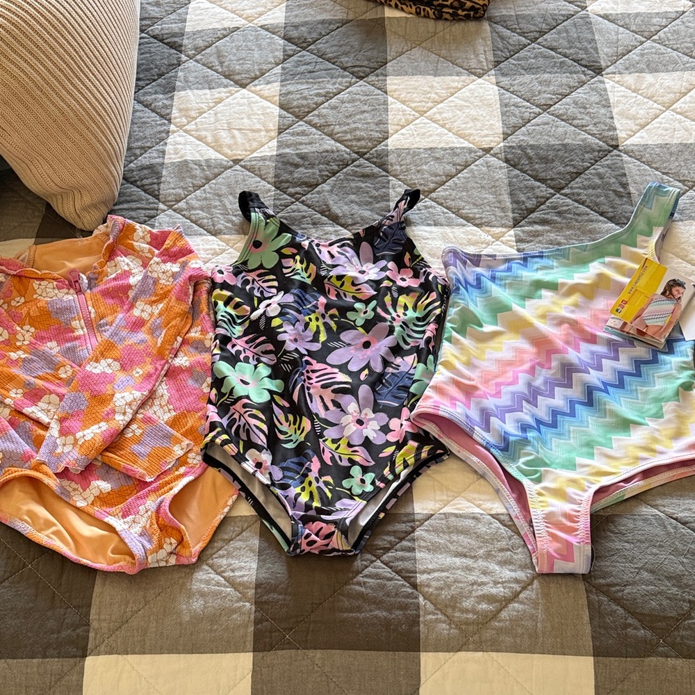 Nano Kids Swim One Piece - Floral and Zigzag Trio